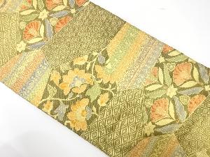 佐賀錦　石畳に花更紗・古典柄模様織り出し　袋帯